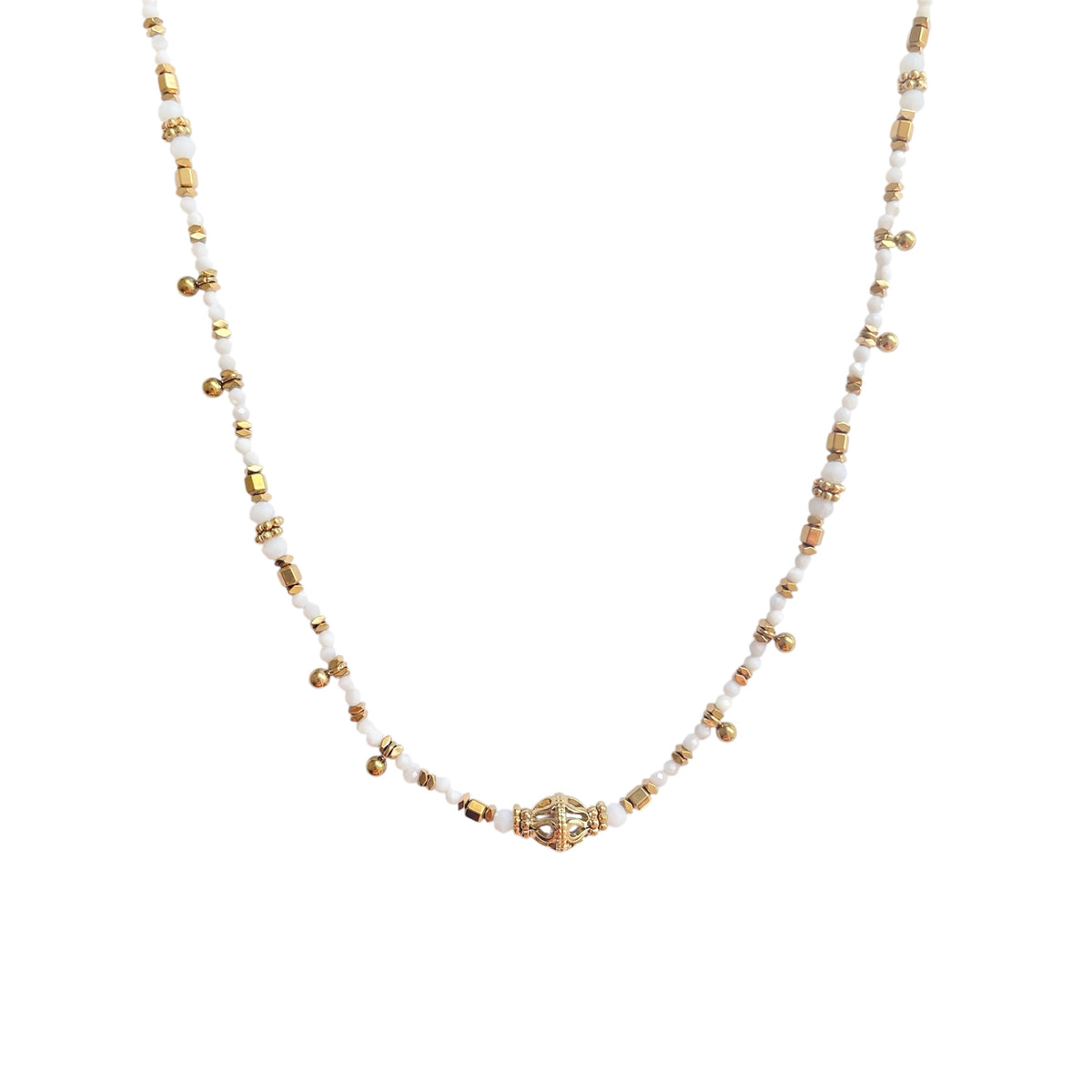 Collier Acier Inoxydable - Agate Blanche