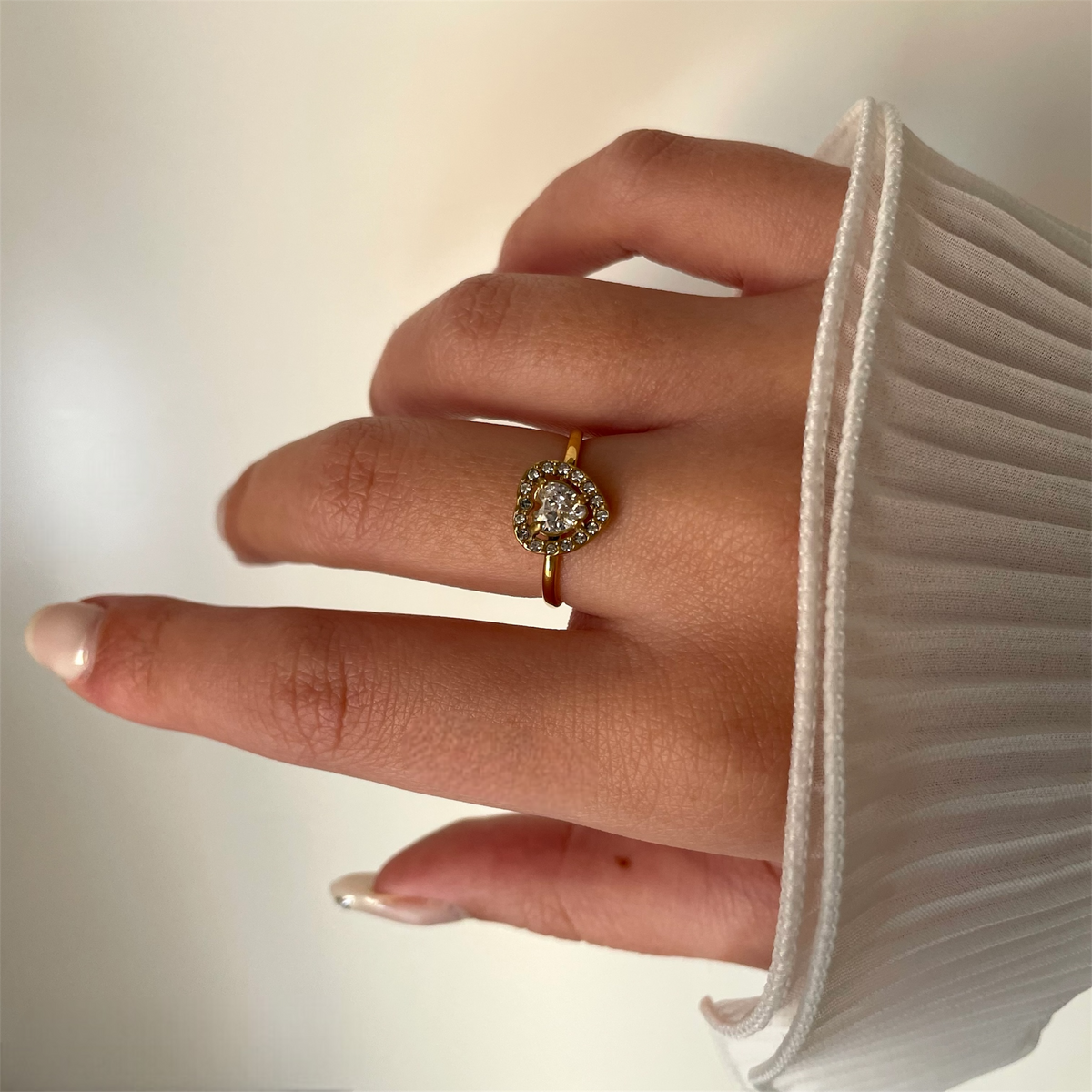 Bague Cœur Acier Inoxydable - Cristal