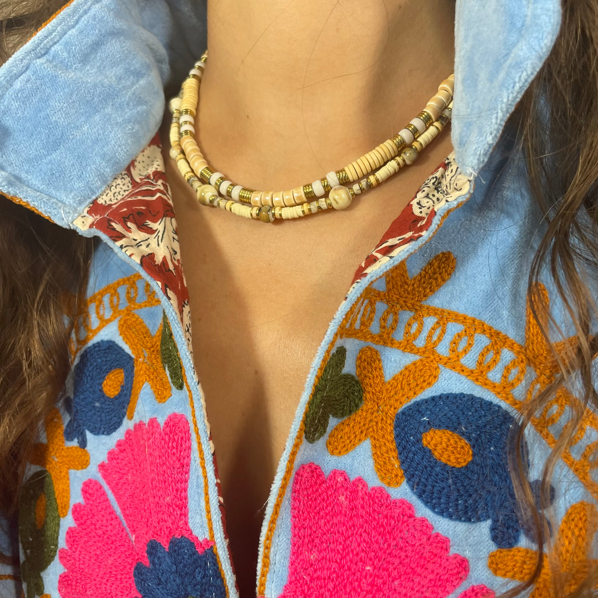 Collier perles & pierres - Heishi