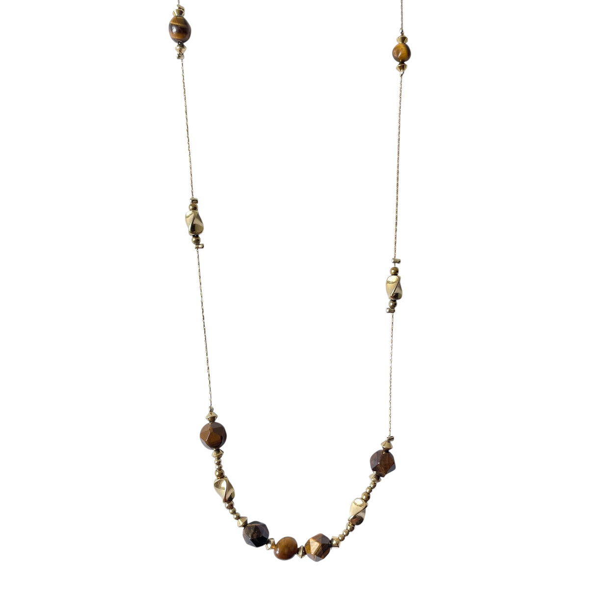 Sautoir Perles Marron Acier Inoxydable - Yelena