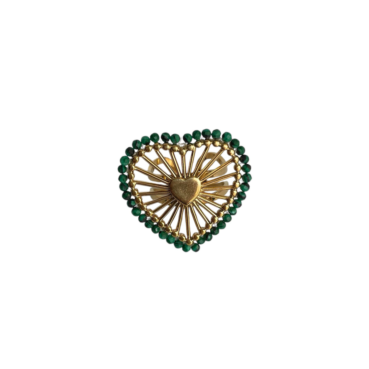 Bague Cœur Acier Inoxydable - Muse Vert