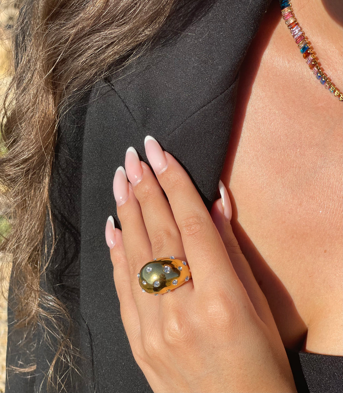 Bague Goutte Strass Acier Inoxydable - Grazia