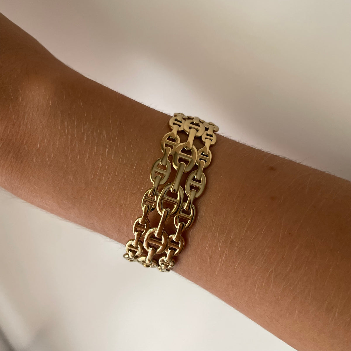 Jonc Ajustable Triple Maille Marine Acier Inoxydable - Hailey