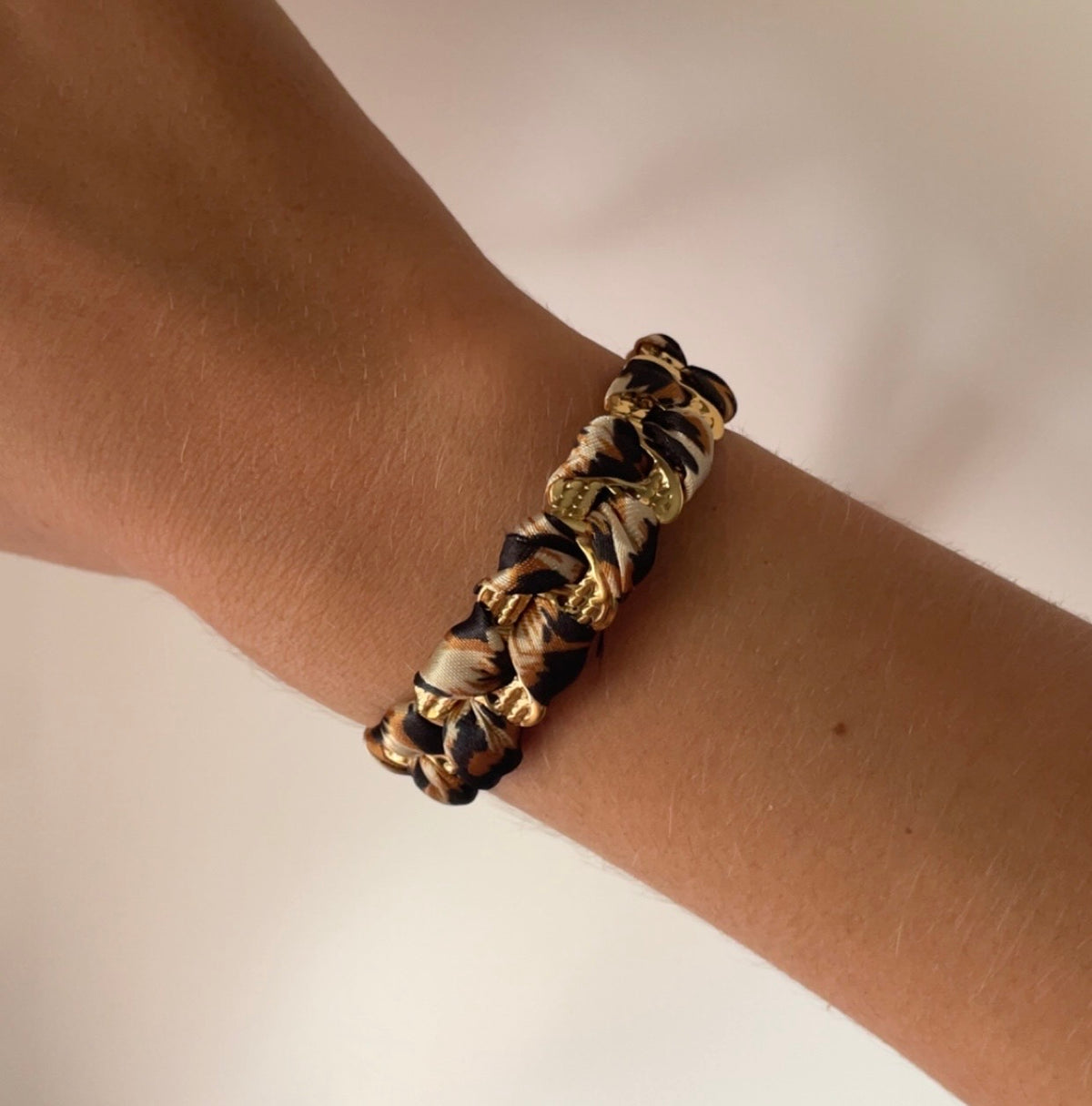 Bracelet Jonc ruban doré - Léopard