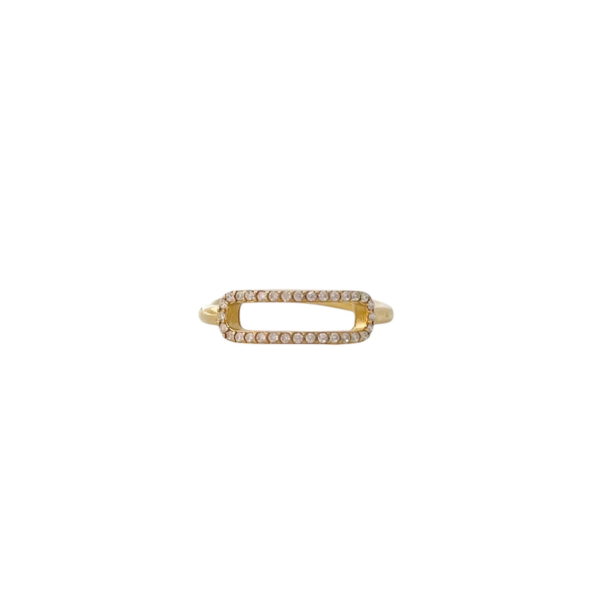 Bague ajustable barre horizontale en acier inoxydable doré pour femme 