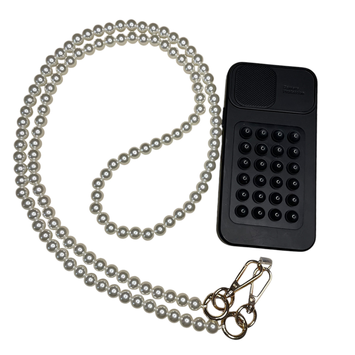 Bijou chaine de telephone en perles blanches Tendance femme 
