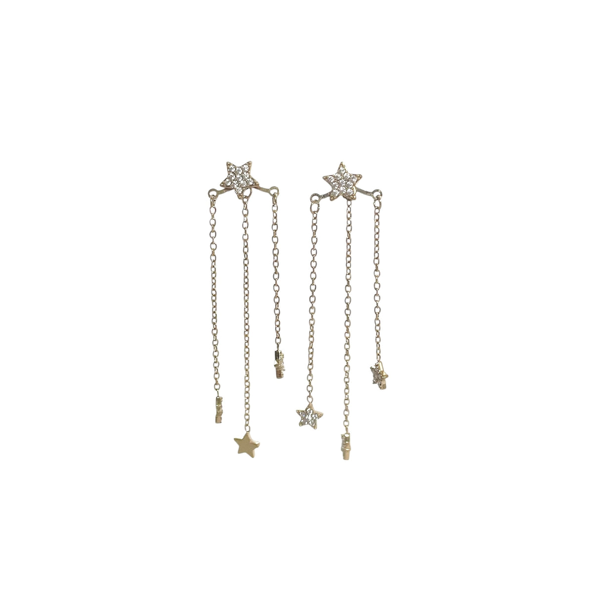 Boucles d’oreilles pendantes étoiles doré en acier inoxydable pour femme 