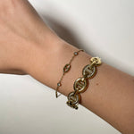 Bracelet maille marine strass en acier inoxydable dore pour femme 