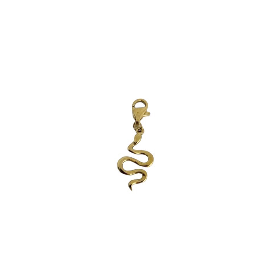 Charm serpent en acier inoxydable doré 