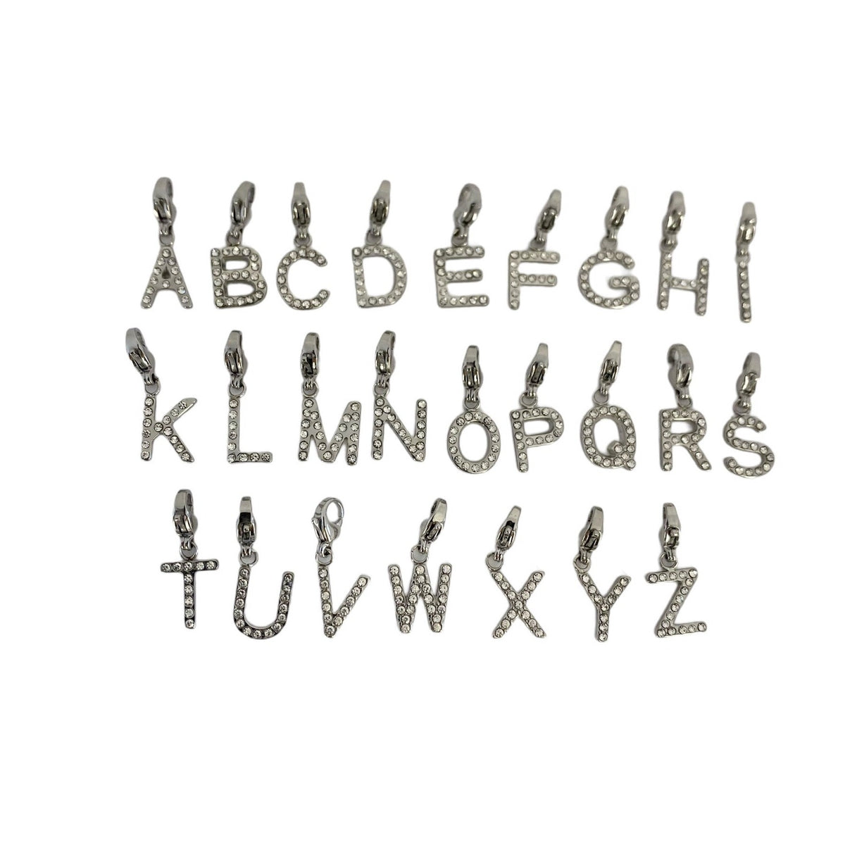 Charms lettres en acier argenté pour femme 