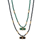 Collier amulette doré et pierre naturelles pour femme 