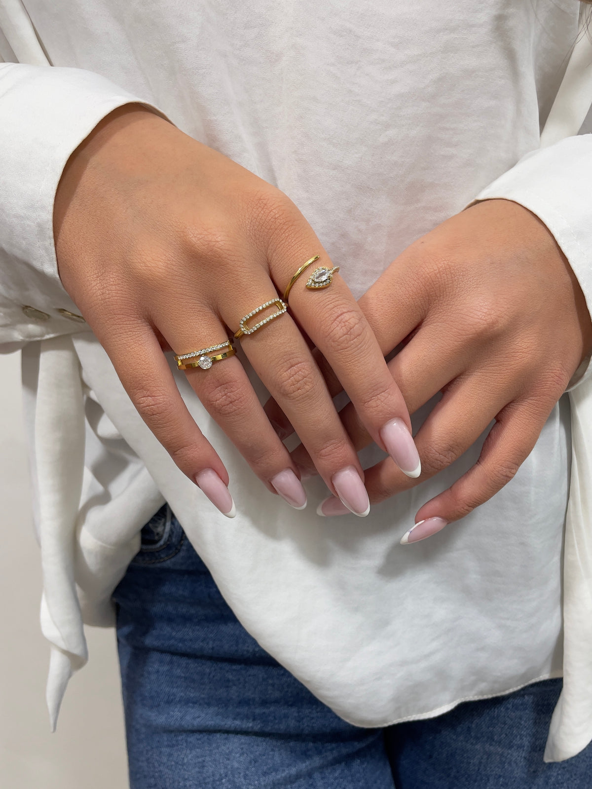 Bague ouverte Zircon Acier Inoxydable - Delta