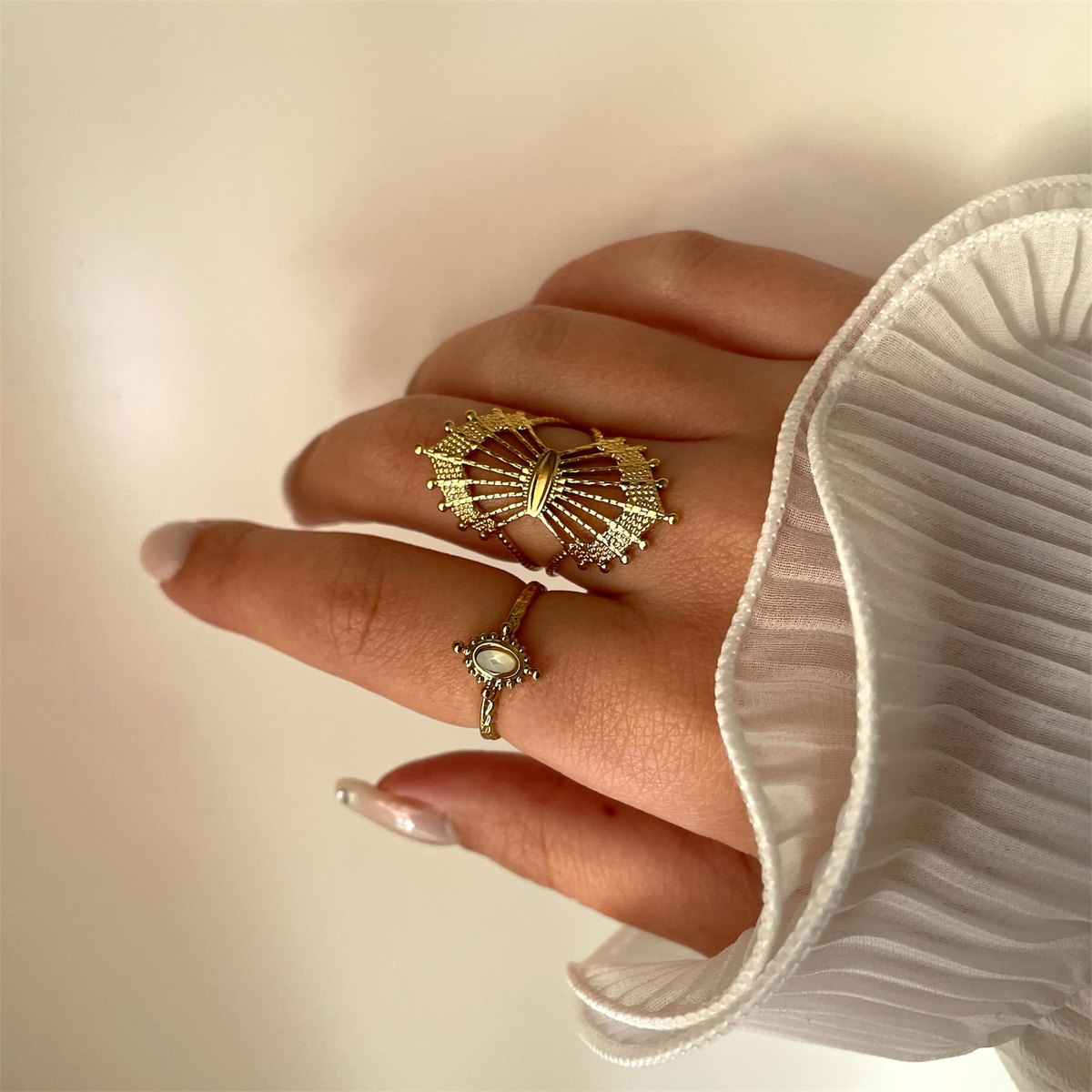 Bague Nacre Blanche - Elma