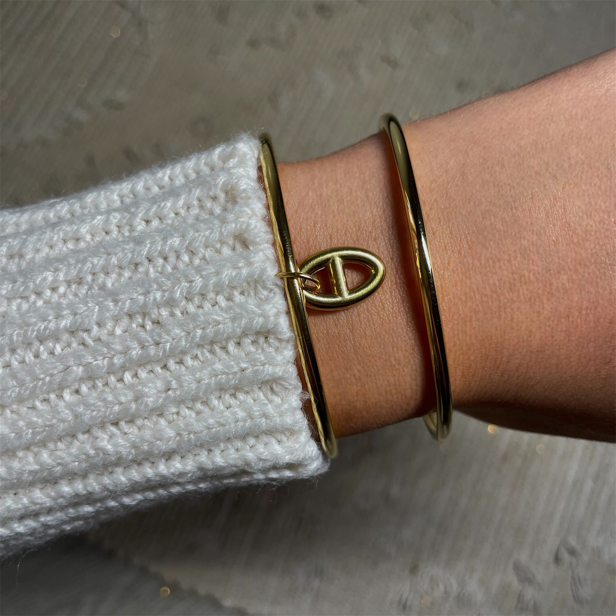 Bracelet Jonc à Breloque Maille Marine Acier Inoxydable - Hailey