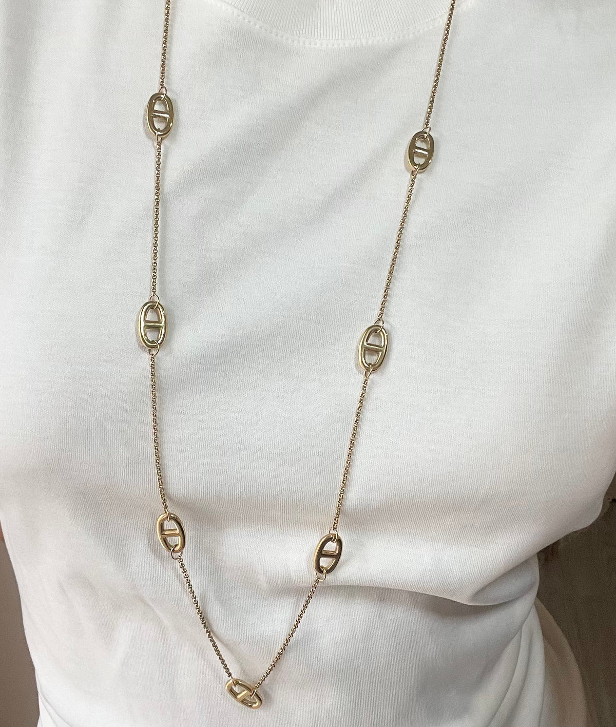 Collier sautoir maille marine acier inoxydable doré pour femme