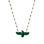 Collier aigle en acétate vert pour femme, chaîne doré