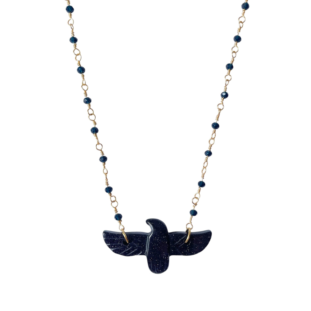 Collier en acier inoxydable doré et pendentif aigle pailleté pour femme bohème chic