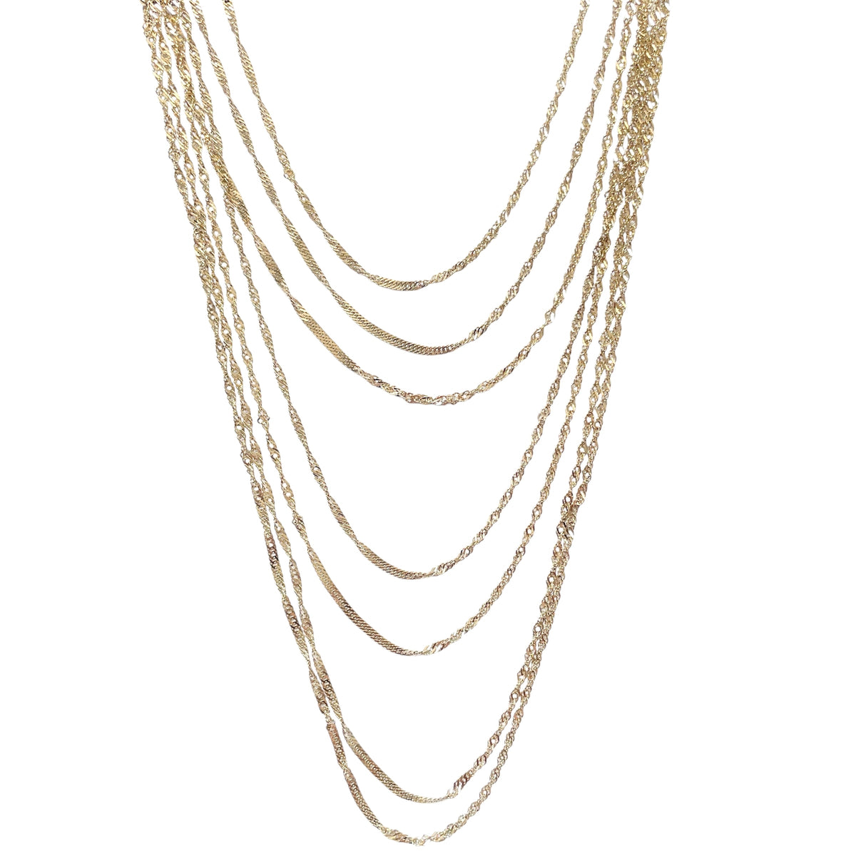 Collier cascade multi-rangs doré en acier inoxydable élégant et chic pour femme.